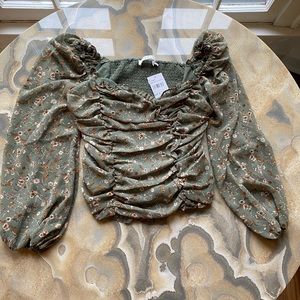 NWT ASTR The Label Shirred Floral Top
